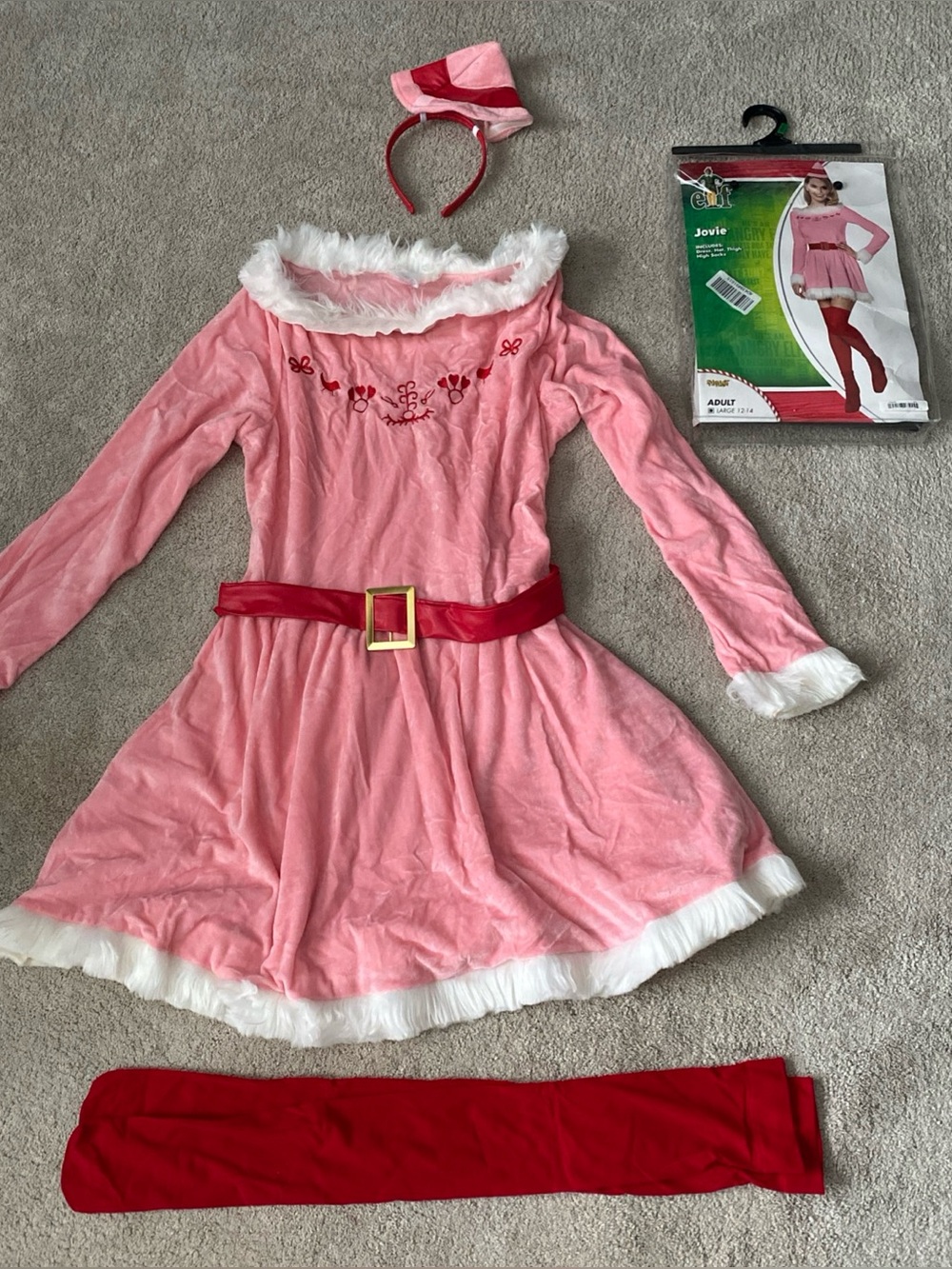 Jovi Elf Movie Christmas Holiday Fancy Dress Halloween Adult Costume Large New